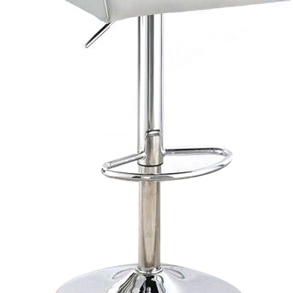 Adjustable Barstool with Rolled Button Tufted Back Set of 2 White By Casagear Home BM266471