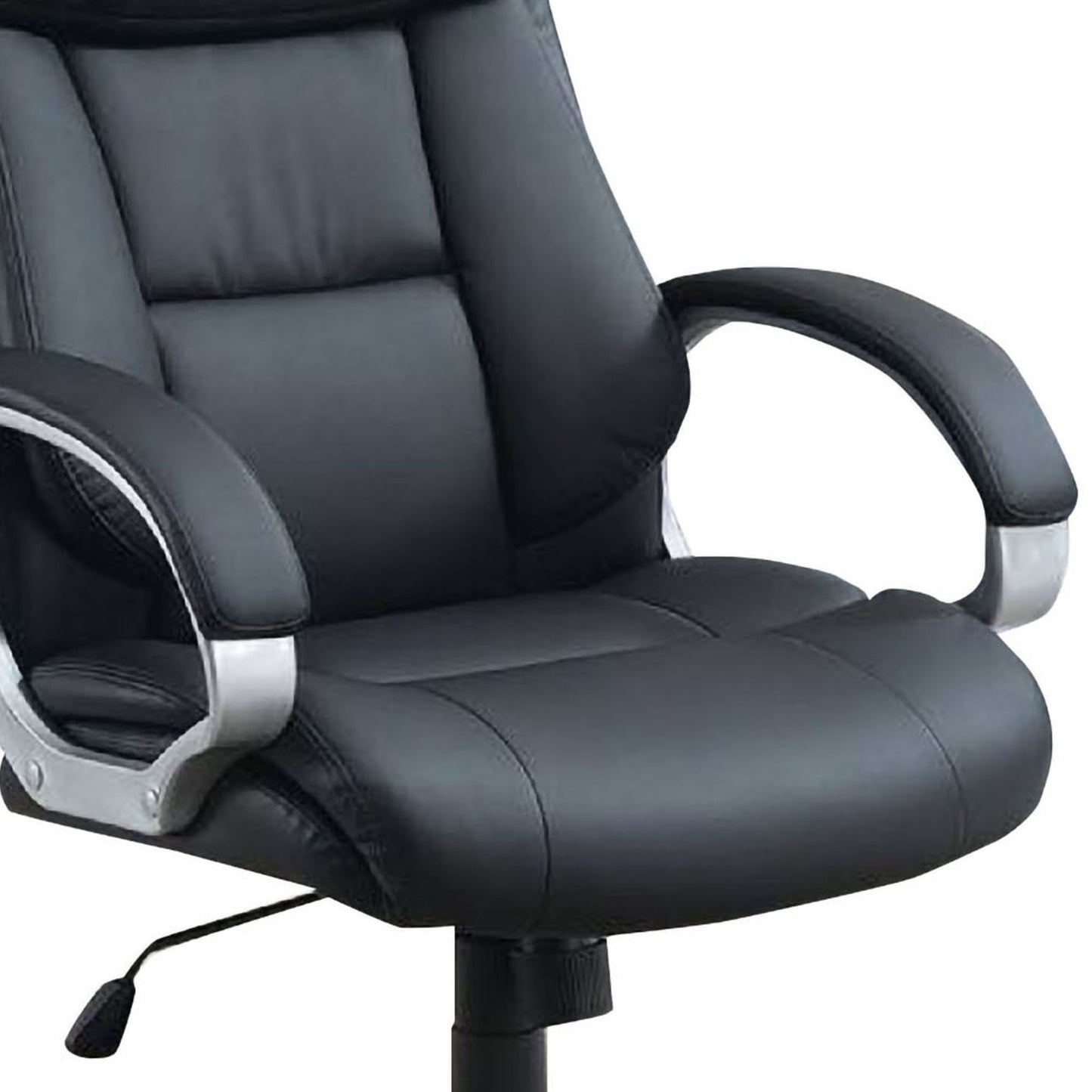 Office Chair with Top Padded Back and Curved Arms Black By Casagear Home BM266482