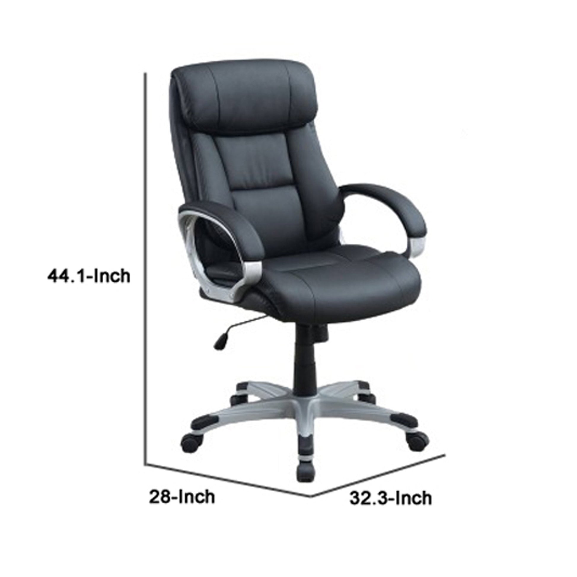 Office Chair with Top Padded Back and Curved Arms Black By Casagear Home BM266482