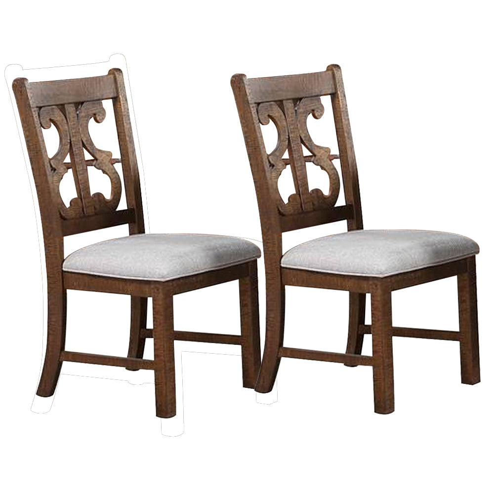 Side Chair with Fabric Seat and Cut Out Backrest Set of 2 Brown By Casagear Home BM266496