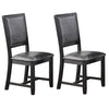 Side Chair with Leatherette Seat and Panel Cushioned Back Set of 2 Gray By Casagear Home BM266499