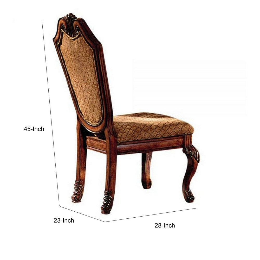 Side Chair with Fabric Seat and Crown Top Set of 2 Brown By Casagear Home BM266508