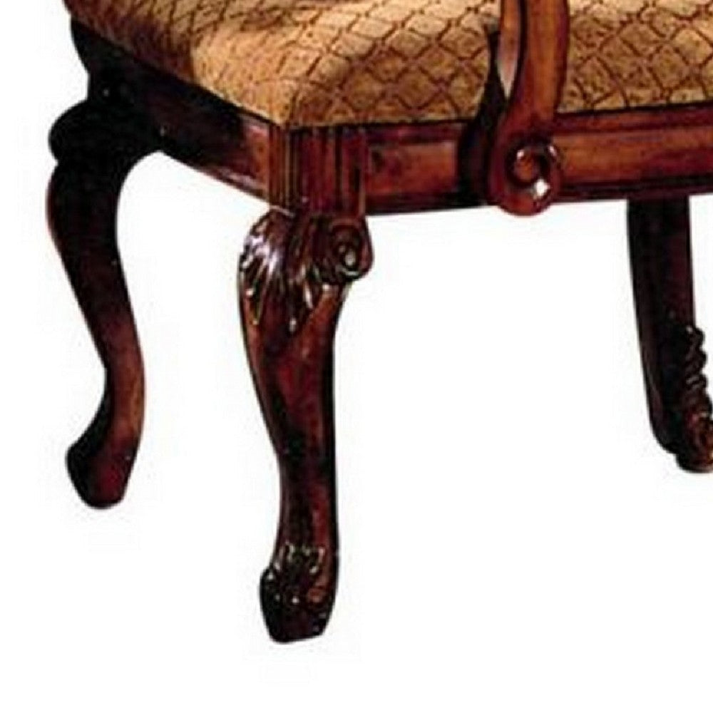 Arm Chair with Fabric Seat and Crown Top Set of 2 Brown By Casagear Home BM266509