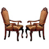 Arm Chair with Fabric Seat and Crown Top, Set of 2, Brown By Casagear Home