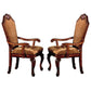 Arm Chair with Fabric Seat and Crown Top Set of 2 Brown By Casagear Home BM266509