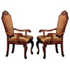 Arm Chair with Fabric Seat and Crown Top Set of 2 Brown By Casagear Home BM266509