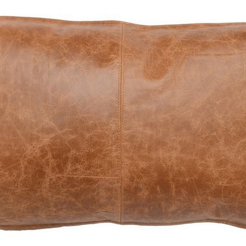 Rectangular Leatherette Throw Pillow with Stitched Details Small Brown By Casagear Home BM266528