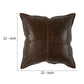 Square Leatherette Throw Pillow with Stitched Details Dark Brown By Casagear Home BM266529