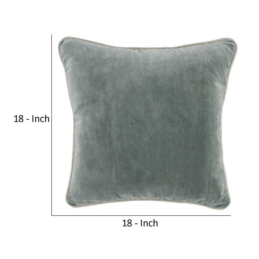 Square Throw Pillow with Cotton Cover Sage Green By Casagear Home BM266531