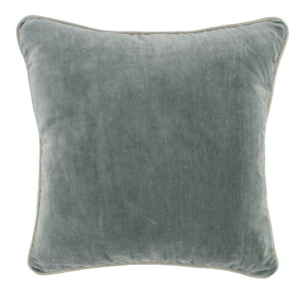 Square Throw Pillow with Cotton Cover, Sage Green By Casagear Home