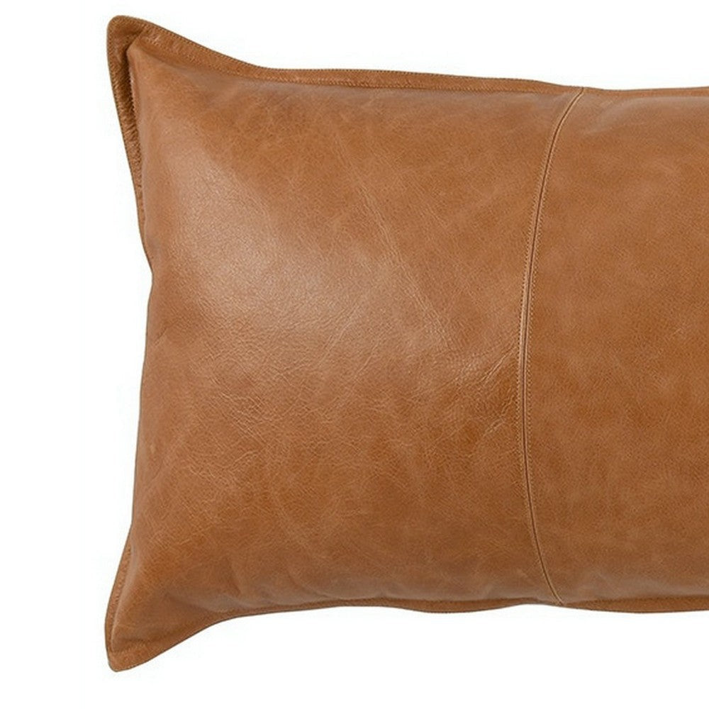 Rectangular Leatherette Throw Pillow with Stitched Details Large Brown By Casagear Home BM266533