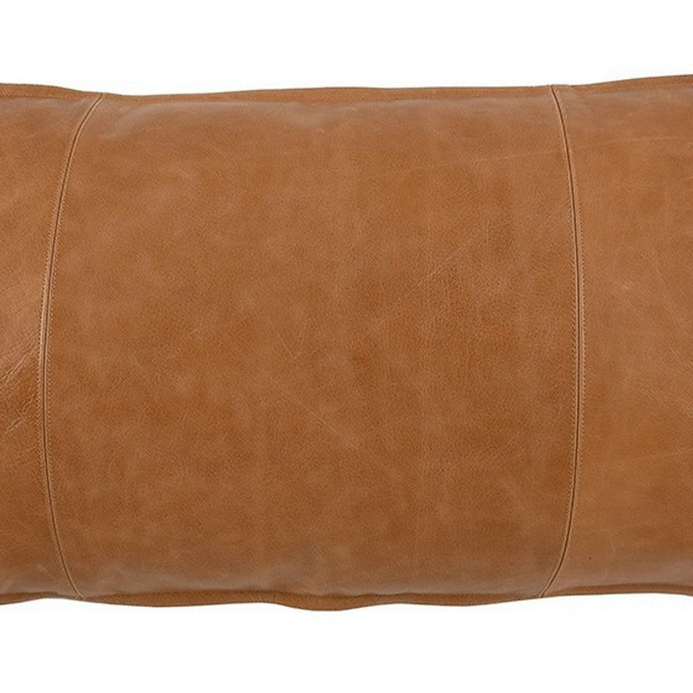 Rectangular Leatherette Throw Pillow with Stitched Details Large Brown By Casagear Home BM266533