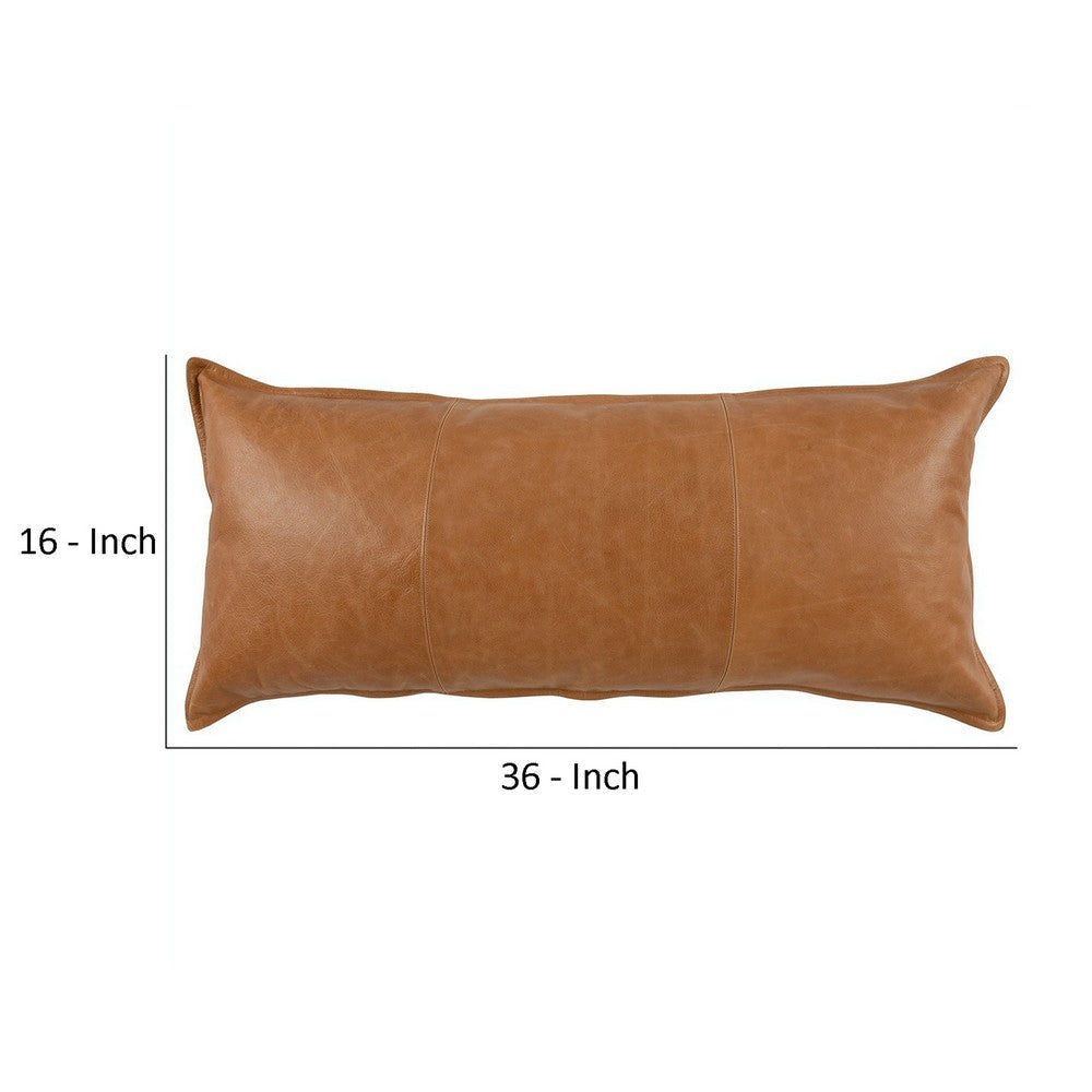 Rectangular Leatherette Throw Pillow with Stitched Details Large Brown By Casagear Home BM266533