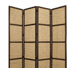 4 Panel Wooden Framed Screen with Sea Grass Woven Design Brown By Casagear Home BM26655