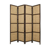 4 Panel Wooden Framed Screen with Sea Grass Woven Design, Brown By Casagear Home