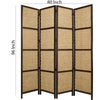 4 Panel Wooden Framed Screen with Sea Grass Woven Design Brown By Casagear Home BM26655