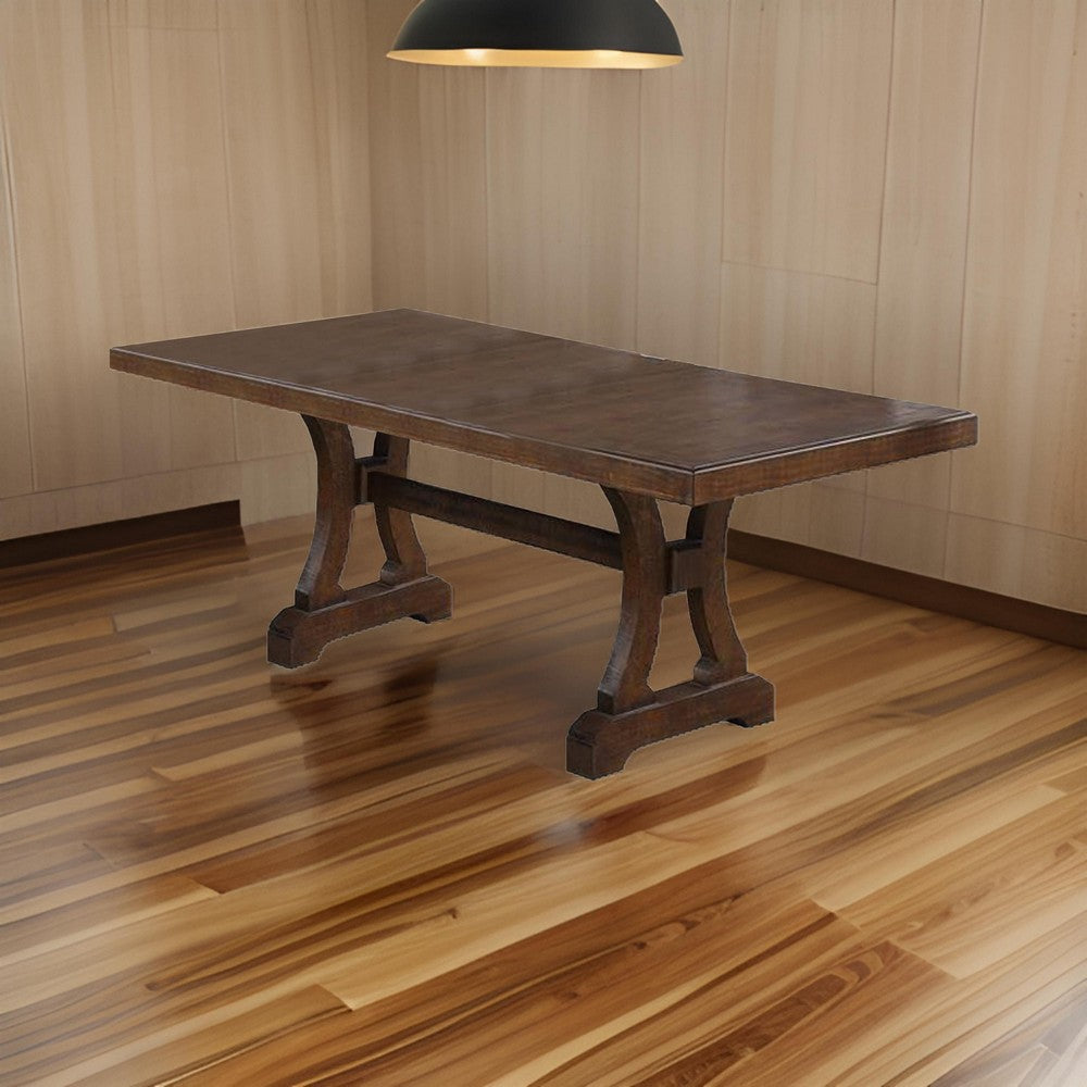 Dining Table with Trestle Base and Extension Leaf Brown By Casagear Home BM268885