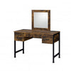 Vanity Desk with 4 Drawers and Square Mirror, Brown and Black By Casagear Home