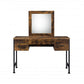 Vanity Desk with 4 Drawers and Square Mirror Brown and Black By Casagear Home BM268893