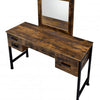 Vanity Desk with 4 Drawers and Square Mirror Brown and Black By Casagear Home BM268893