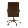 Office Chair with Leather Seat and Channel Stitch Brown By Casagear Home BM268941