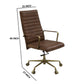 Office Chair with Leather Seat and Channel Stitch Brown By Casagear Home BM268941