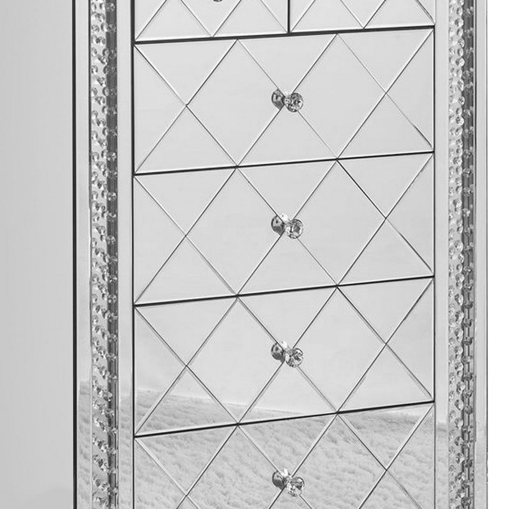 Storage Cabinet with 6 Drawers and Faux Crystal Inlays Silver By Casagear Home BM268950