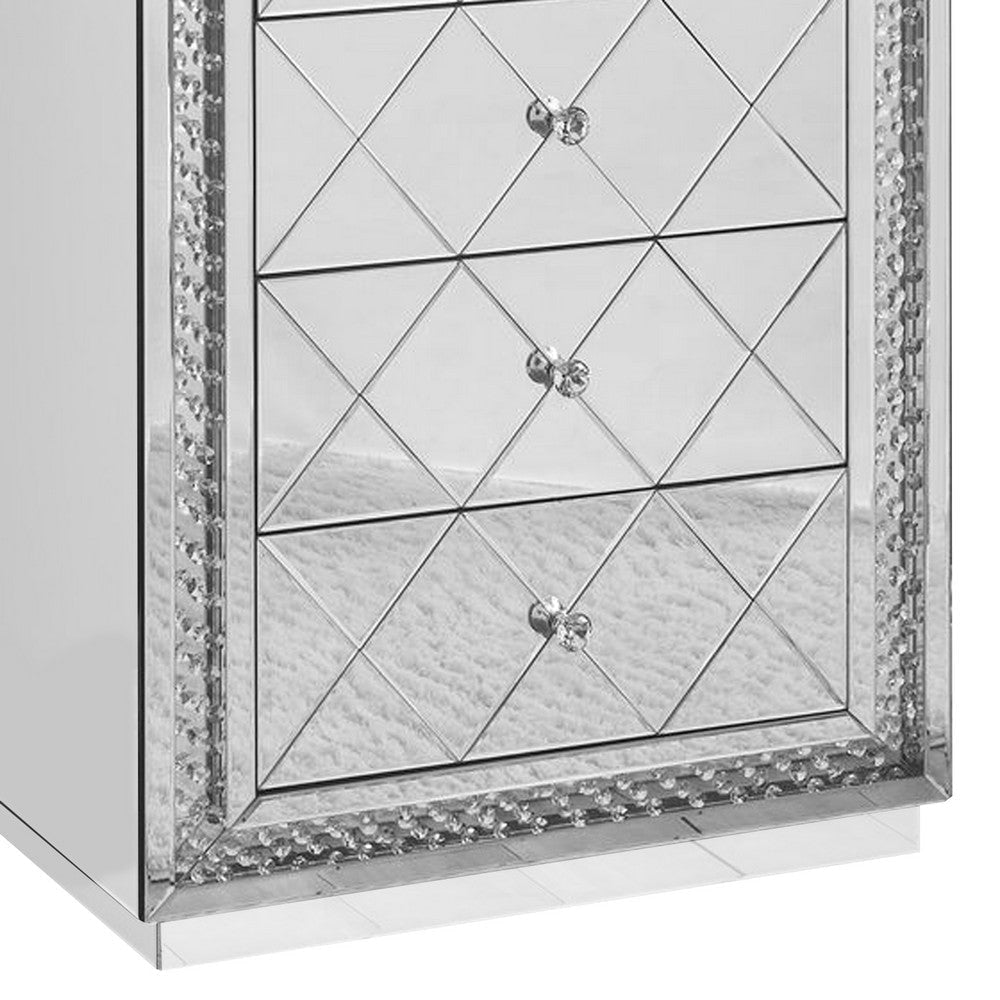 Storage Cabinet with 6 Drawers and Faux Crystal Inlays Silver By Casagear Home BM268950