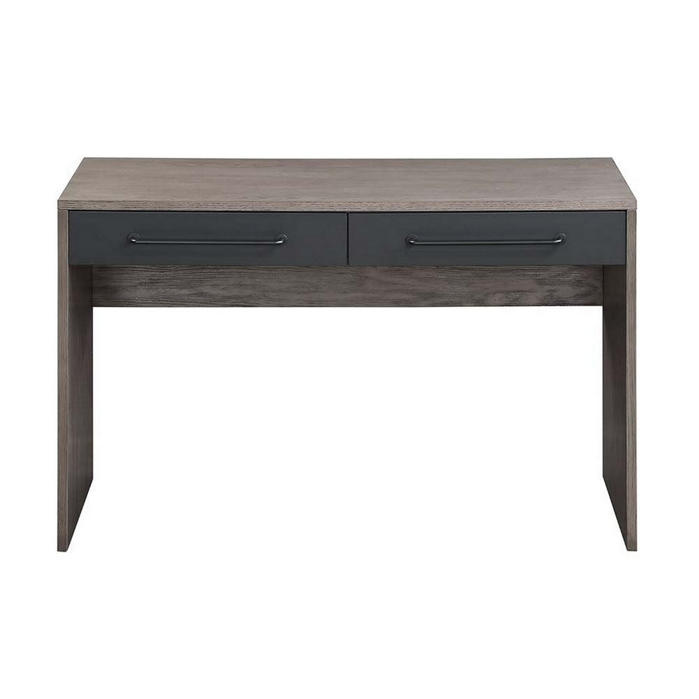 Writing Desk with 2 Drawers and Panel Base Gray By Casagear Home BM269001