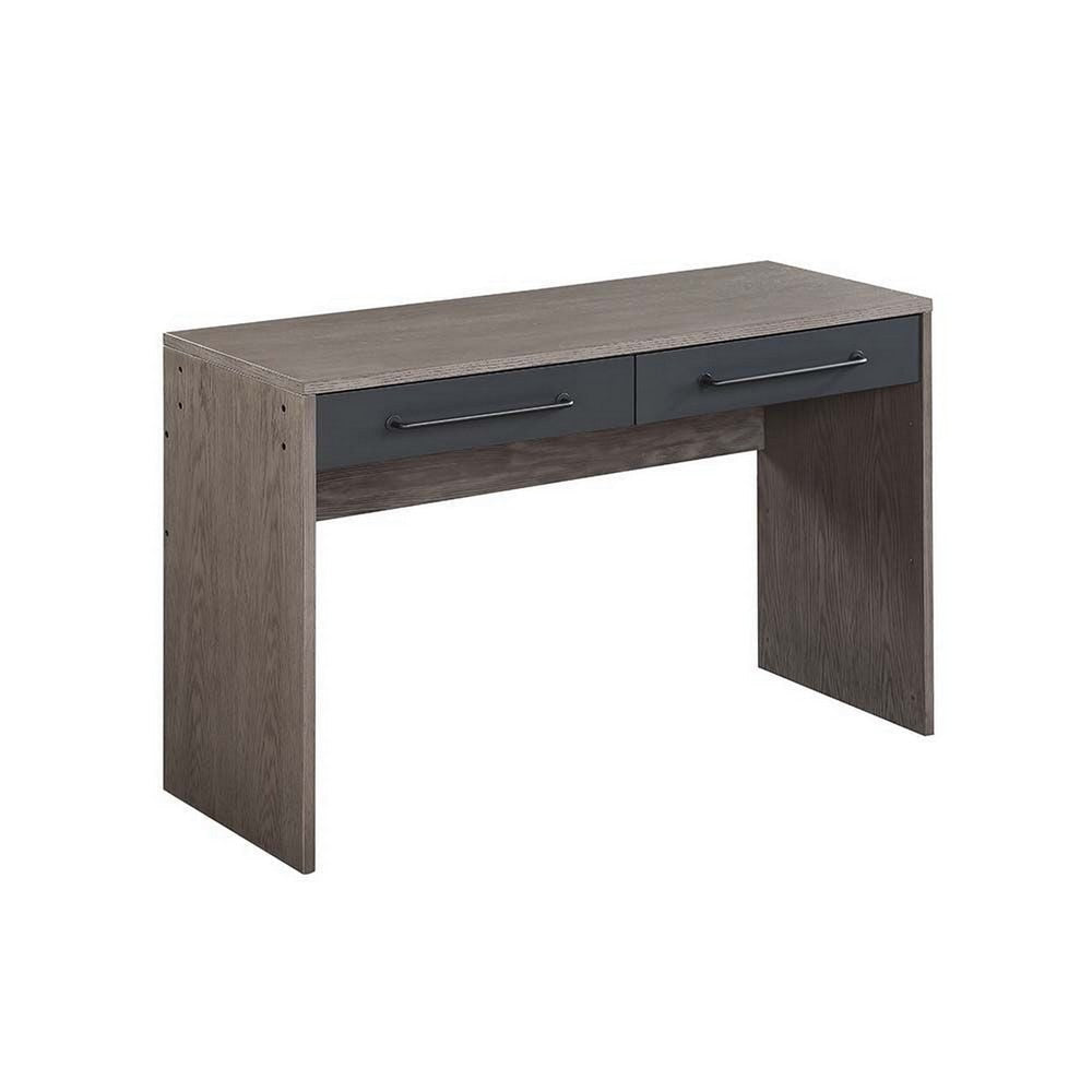 Writing Desk with 2 Drawers and Panel Base Gray By Casagear Home BM269001