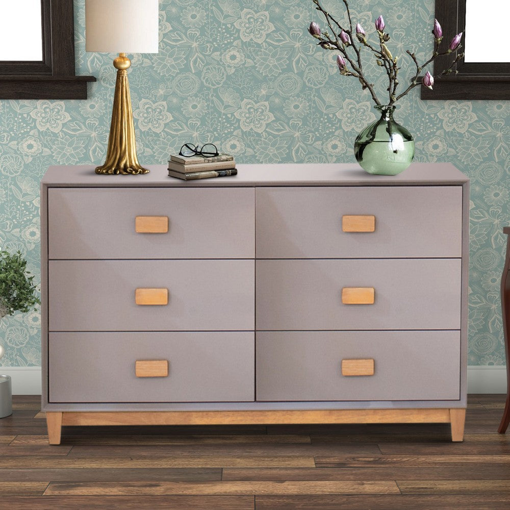 Dresser with Wooden Plinth and 6 Drawers Gray By Casagear Home BM269021