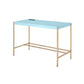 Writing Desk with USB Dock and Metal Legs Sky Blue and Gold By Casagear Home BM269053