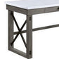 L Shape Writing Desk with Marble Lift Top and Sled Base Gray and White By Casagear Home BM269057