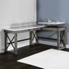 L Shape Writing Desk with Marble Lift Top and Sled Base Gray and White By Casagear Home BM269057