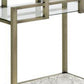 2 Tier Serving Cart with Faux Marble and Metal Frame Silver By Casagear Home BM269069