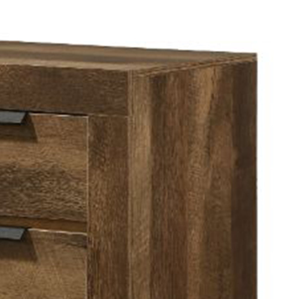 Nightstand with 2 Drawers and Plank Style Rustic Oak Brown By Casagear Home BM269078