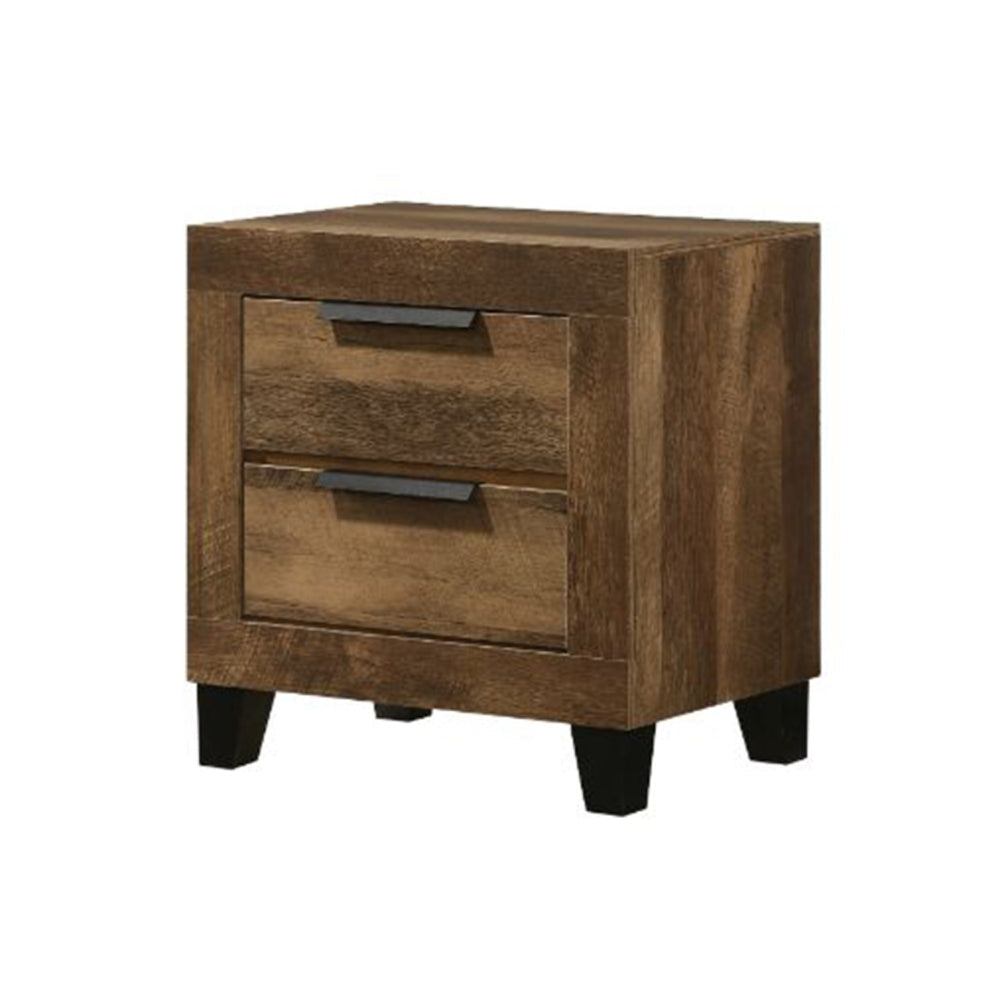 Nightstand with 2 Drawers and Plank Style Rustic Oak Brown By Casagear Home BM269078