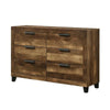 Dresser with 6 Drawers and Plank Style Rustic Oak Brown By Casagear Home BM269079