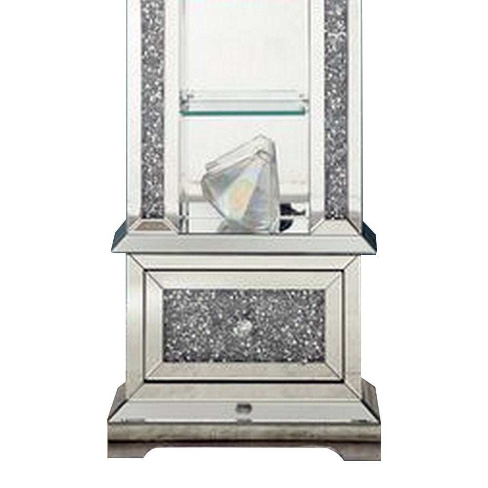 Mirrored Grandfather Clock with 4 Compartments Silver By Casagear Home BM269093