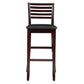 Barstool with Leatherette Seat and Ladder Back Espresso Brown By Linon Home Decor BM269242