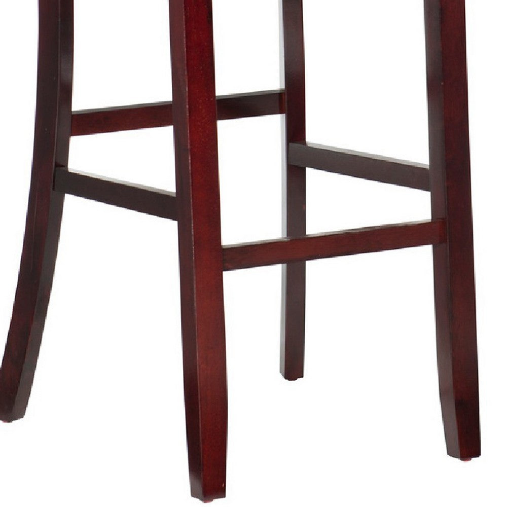 Barstool with Leatherette Seat and Ladder Back Espresso Brown By Linon Home Decor BM269242