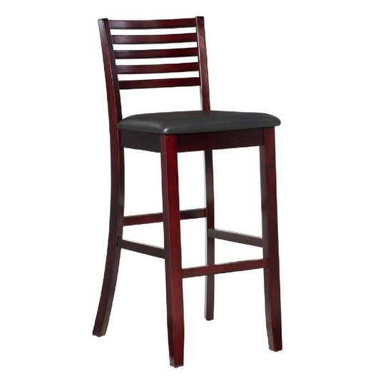 Barstool with Leatherette Seat and Ladder Back Espresso Brown By Linon Home Decor BM269242