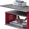 Accent Table with Metal Cargo Style and 3 Caster Wheels Red By Casagear Home BM269579