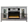 TV Stand with Electric Fireplace and Mirror Framing, Silver By Casagear Home