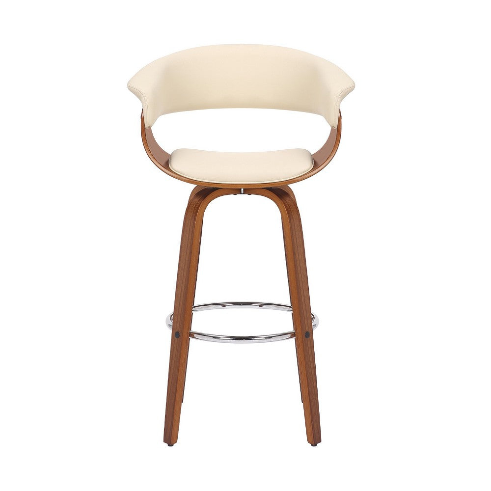 30 Inch Swivel Faux Leather Barstool with Curved Open Back Brown By Casagear Home BM269994