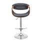 Adjustable Barstool with Faux Leather and Bucket Seat Brown and Gray By Casagear Home BM270013