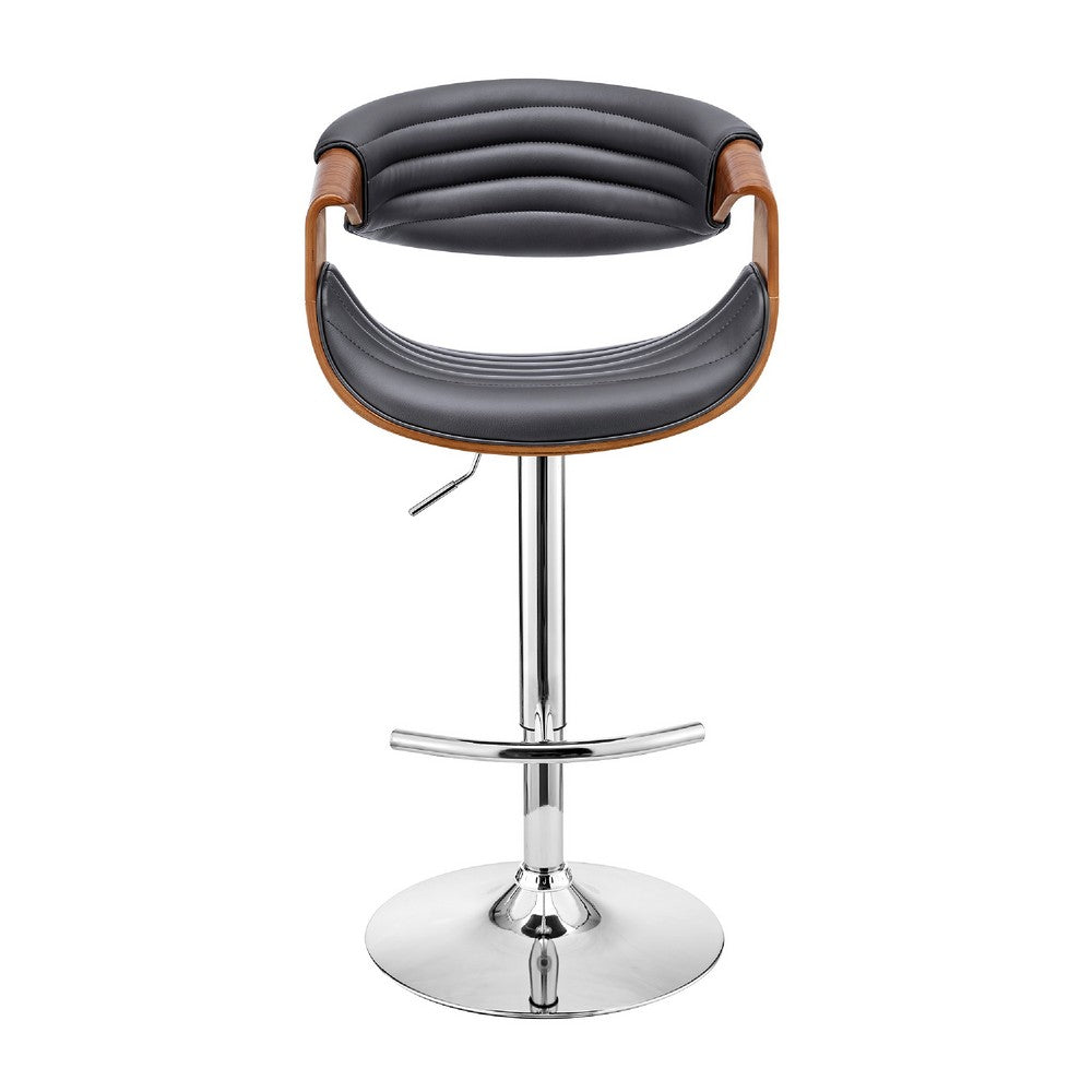 Adjustable Barstool with Faux Leather and Bucket Seat Brown and Gray By Casagear Home BM270013