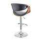 Adjustable Barstool with Faux Leather and Bucket Seat Brown and Gray By Casagear Home BM270013