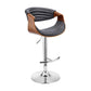 Adjustable Barstool with Faux Leather and Bucket Seat Brown and Gray By Casagear Home BM270013