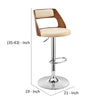 Adjustable Barstool with Open Wooden Back Cream and Brown By Casagear Home BM270014